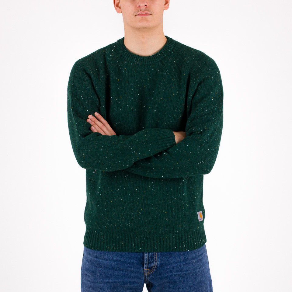 Carhartt WIP Anglistic Knit Sweater - Brandy Heather - Clothing from Fat  Buddha Store UK