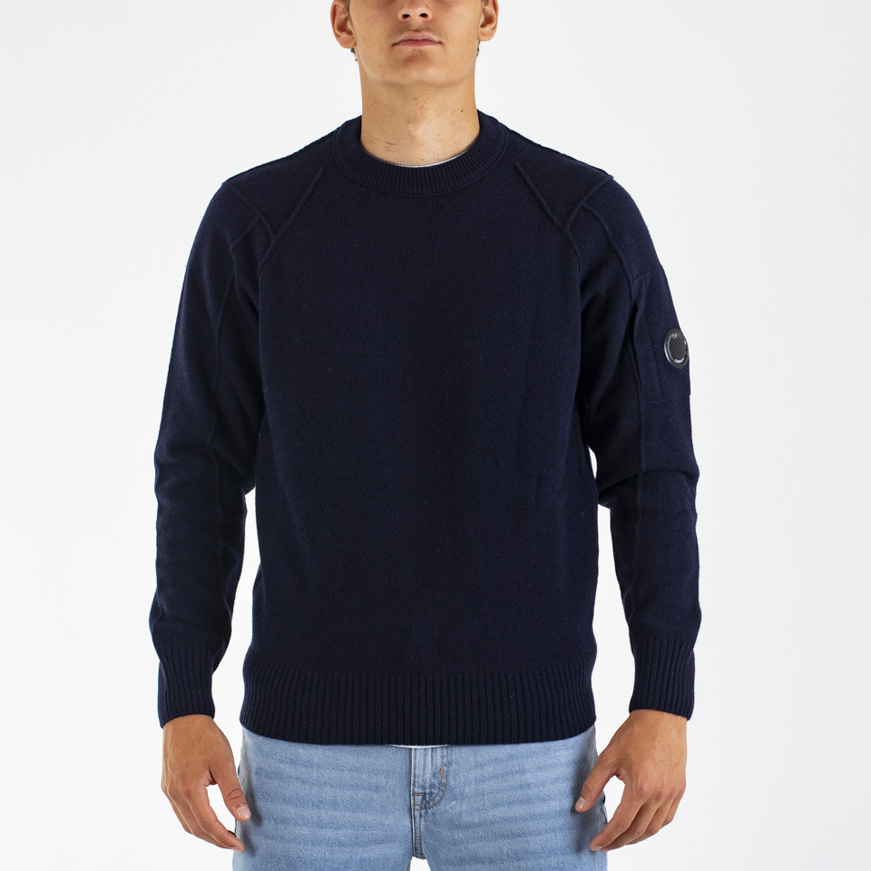 C.p. Company Maglione Crew Neck Lambswoll Blu Totaleclipse Uomo