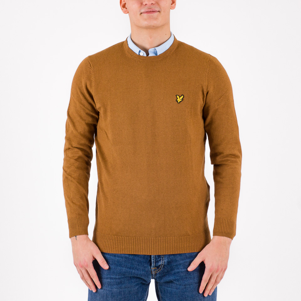 Lyle & Scott Cotton/Merino Crew Neck Jumper Charcoal Marl at