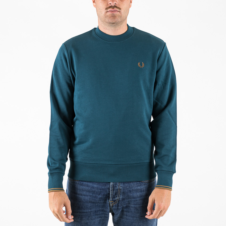 【FRED PERRY】CREWNECK SWEATSHIRT M7535 M FRED PERRY Crew Neck Sweatshirt M7535 - Steel Marl Snow