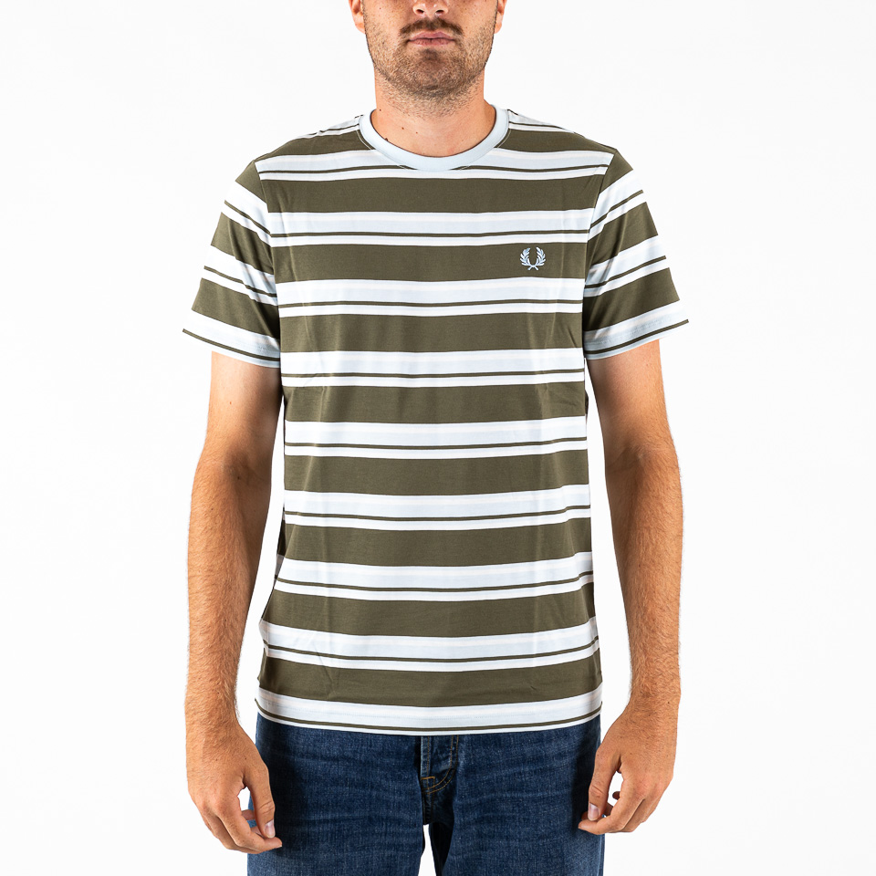 Tシャツ・カットソー FRED PERRY SS23 FP STRIPE T-SHIRT (M5607 R30 LIGHT ICE) Stripe T-Shirt Light Ice | Fred Perry | EQVVS