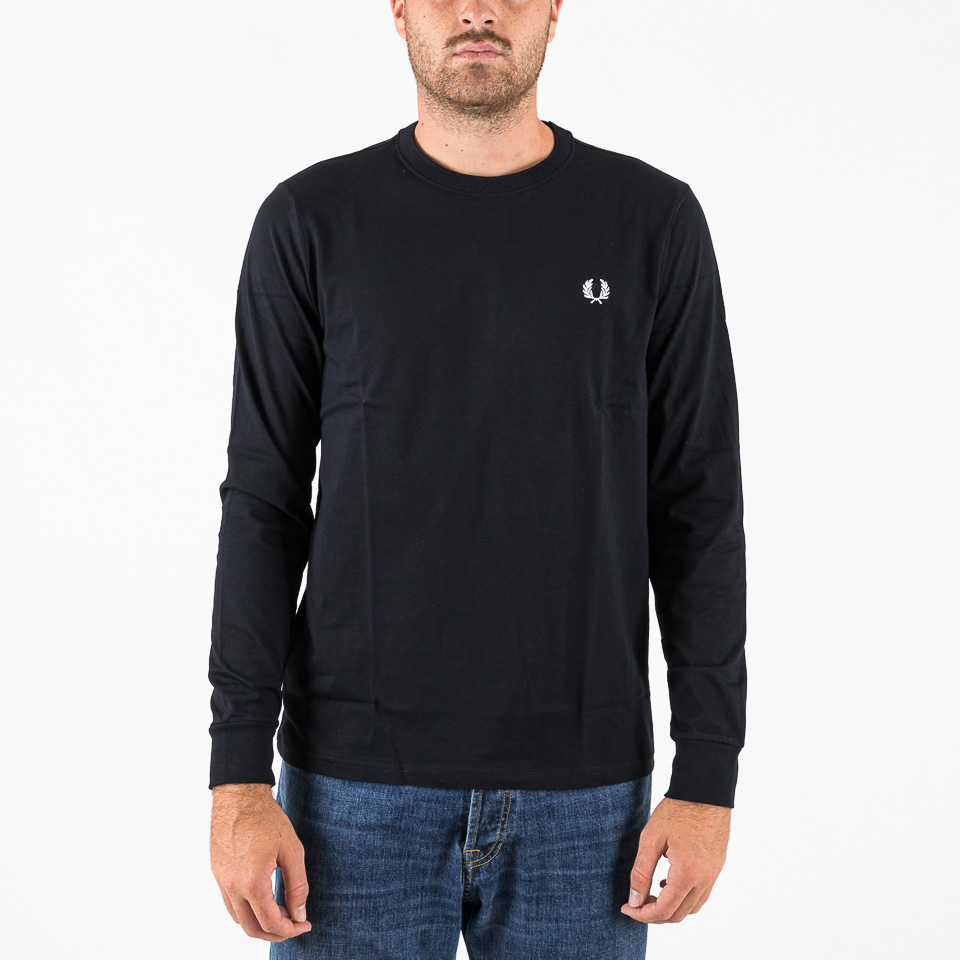 Fred perry black long sleeve shirt best sale