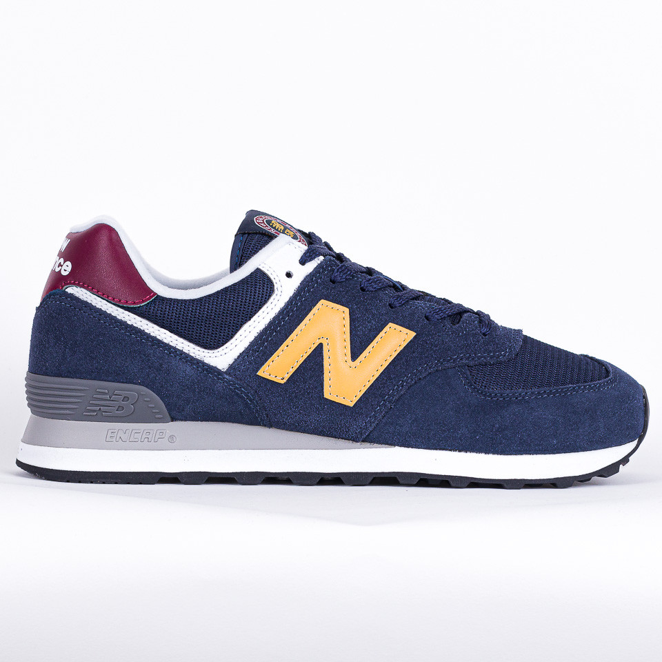 New balance 574 on sale navy blue and yellow