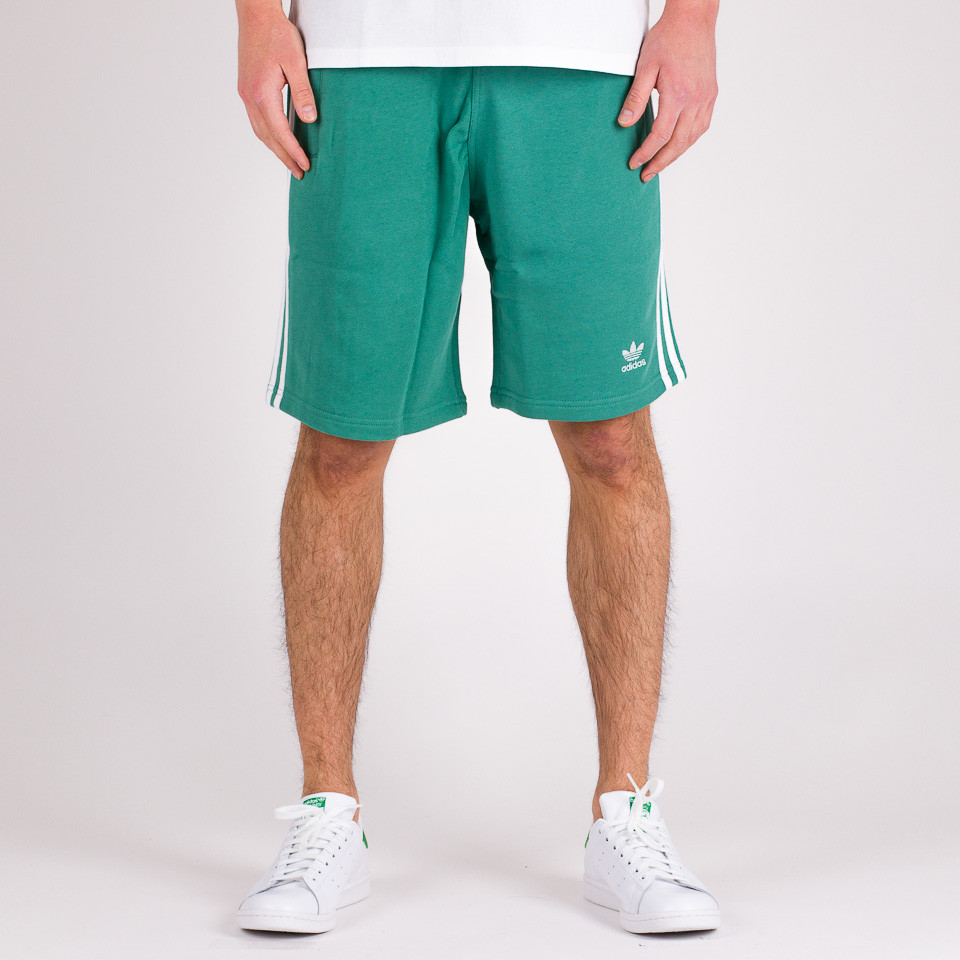 Adidas originals 3 outlet stripe jersey shorts green