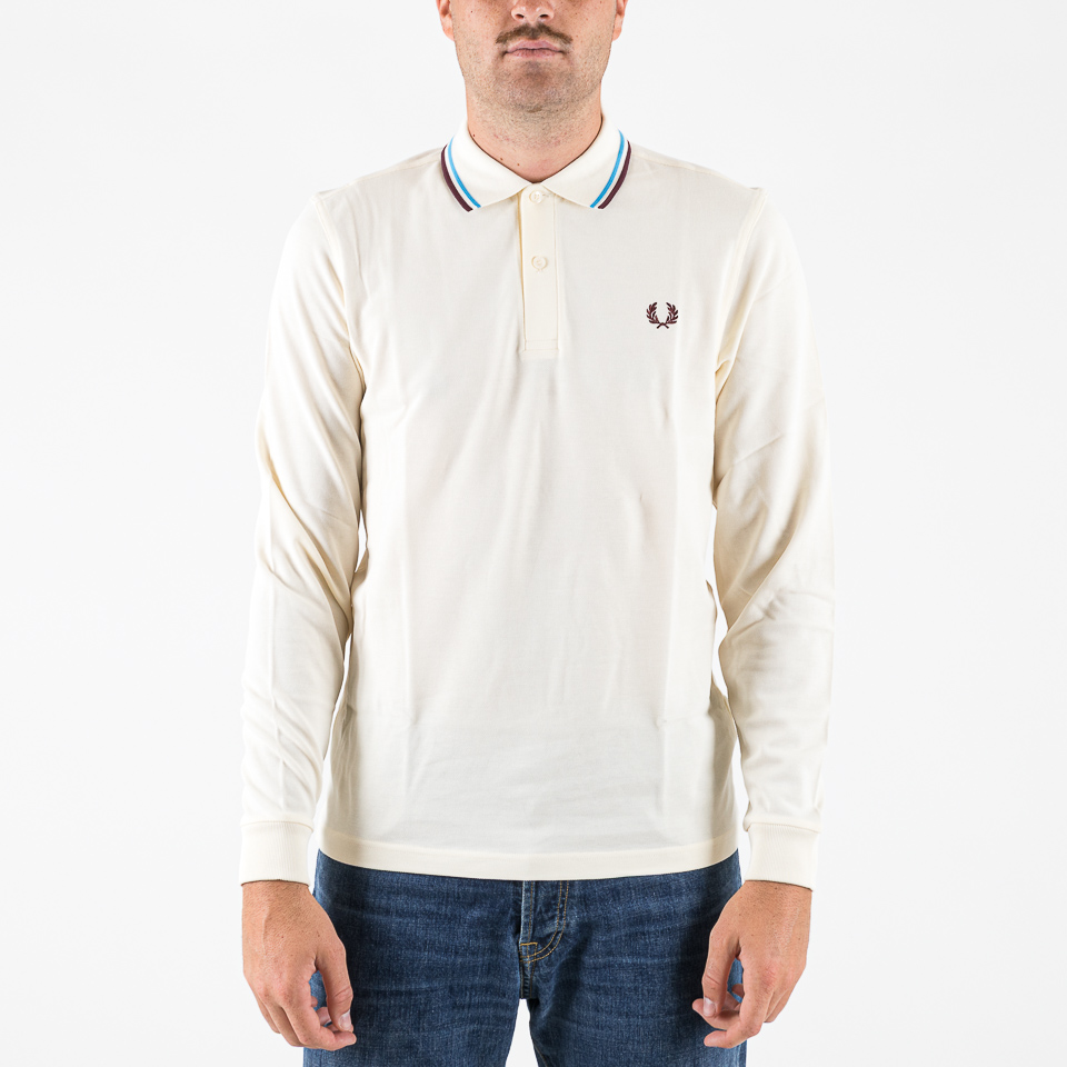 FRED PERRY/Long Sleeve Polo ベージュL Fred Perry's Plain Long-Sleeved Tennis Shirt | Blue or Beige
