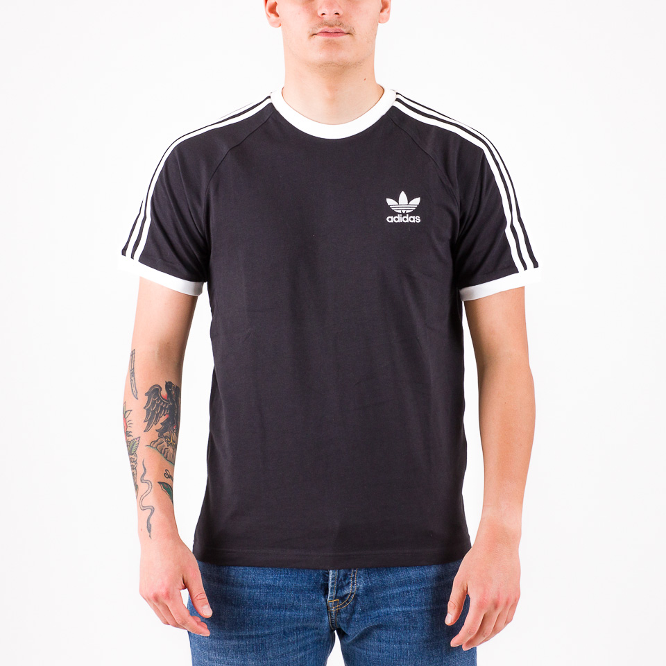 Adidas originals 3 hotsell stripes t-shirt - black-white